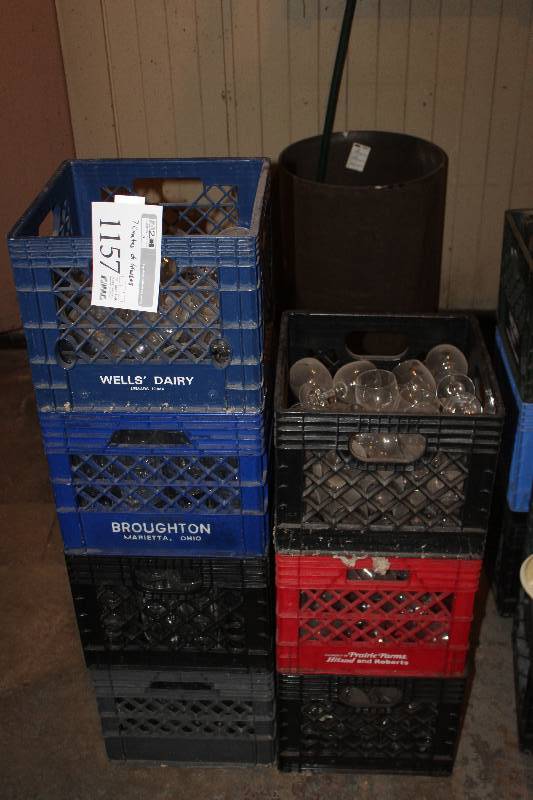 lot 1157 image: Lot of (7) Crates of Glassware
