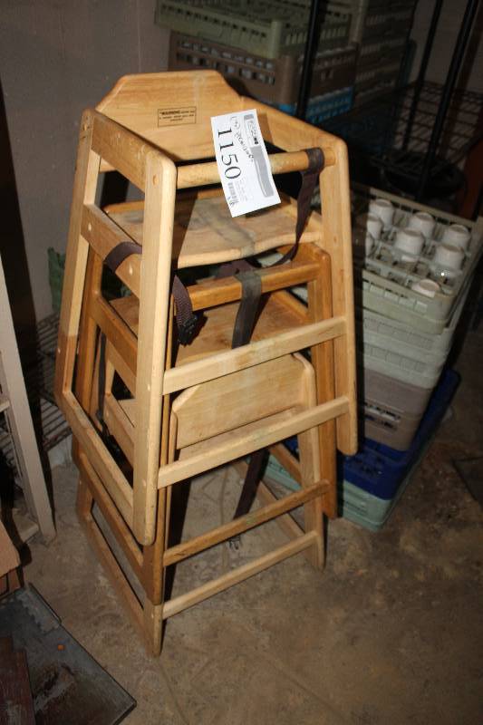 lot 1150 image: Lot of (3) Wood High Chairs