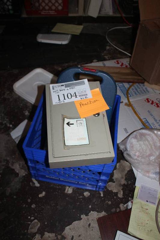 lot 1104 image: Lot of (2) Includes 1) Mini Safe AND 1) Assorted