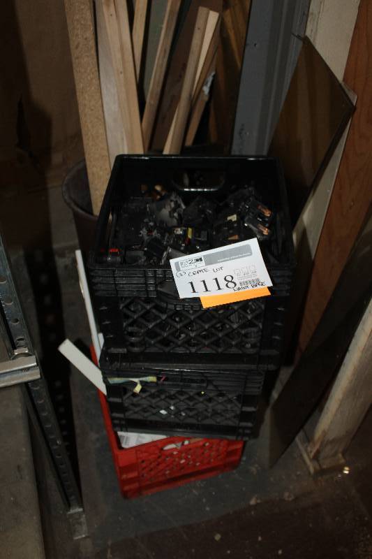 lot 1118 image: Lot of (3) Plastic Crates of Hardware