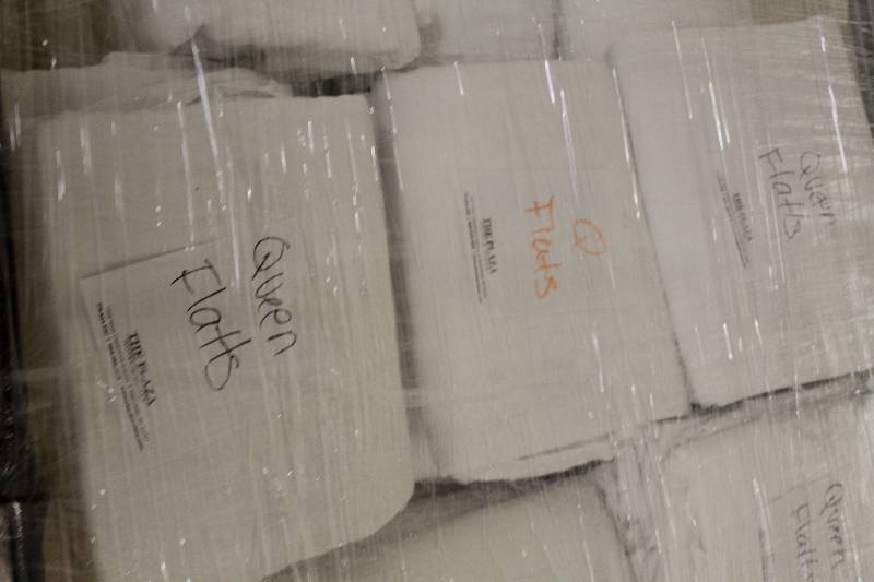 lot 1027 image: Lot of (3) Stacks of Queen Flat Sheets