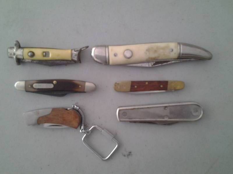 lot 25 image: 6-Pocket Jack Knives (1-Switchblade, 1-Old Timer 3-Blade)