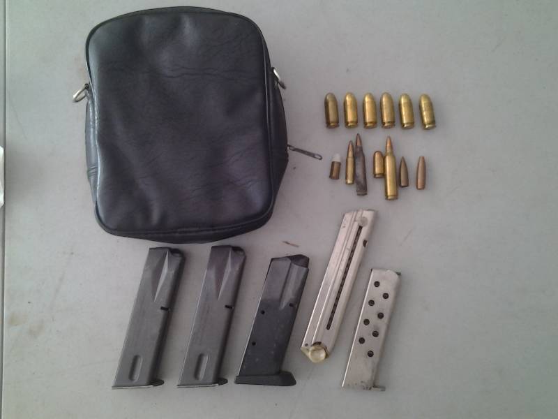 lot 56 image: 5-Clips (2-9mm, 1-45, 2-Others), Some Odd Bullets