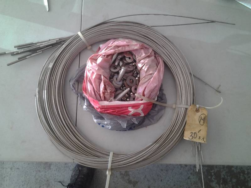 lot 68 image: 11-30 Ft. Stainless Steel CablesGuide Wire, Stainless Steel Nuts, Washers, Ferrals,11-30 Ft. Stainless Steel CablesGuide Wire