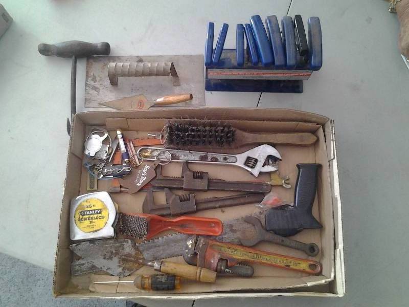lot 74 image: Pipe Wrench, Allen Wrench Set, Trowels, Ford Wrenches, More