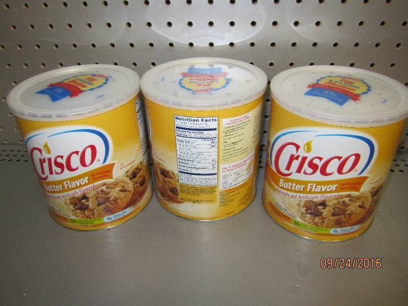 Three 3 lb containers of Crisco but...