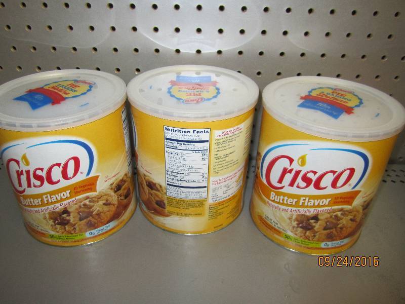 Three 3 lb containers of Crisco but...