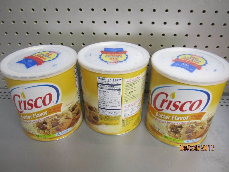 Three 3 lb containers of Crisco but...