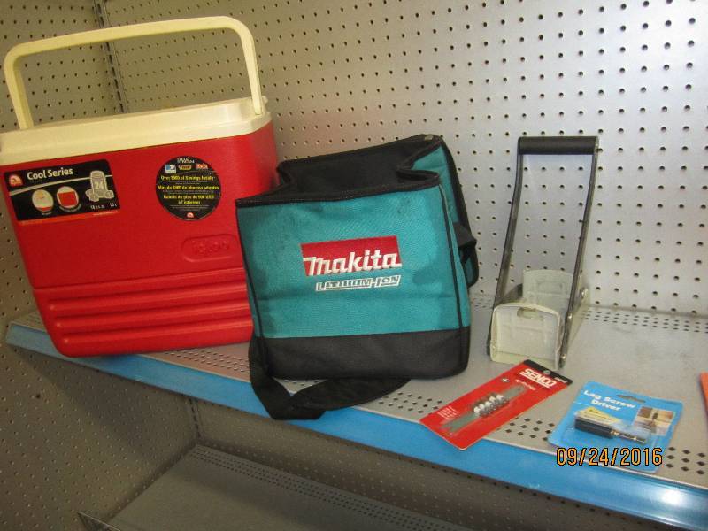Makita tool bag, tools and cooler...
