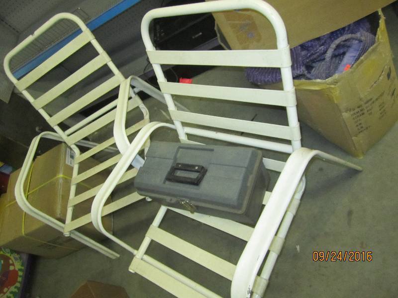 2 Patio chairs and a tool box...