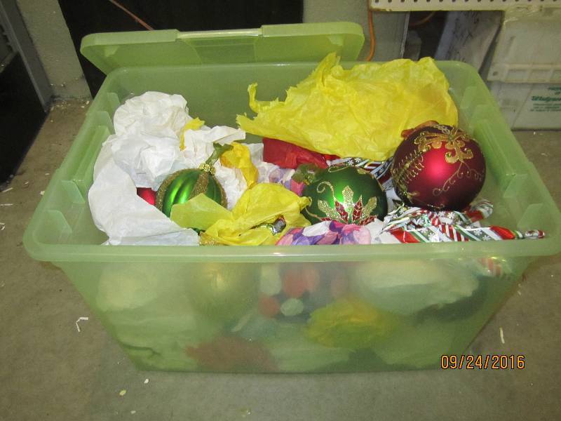 Plastic tote of designer Christmas ...