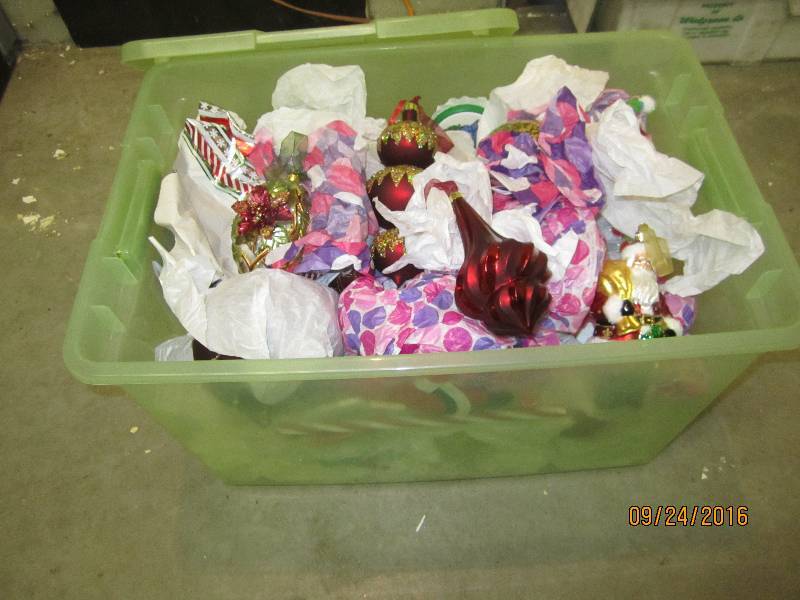 Plastic tote of designer Christmas ...