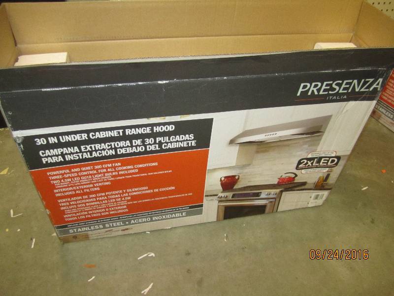 New open box Presenza 30 inch stain...