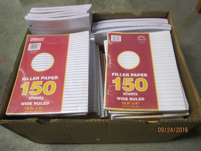 Box of wide lined loose leaf paper...