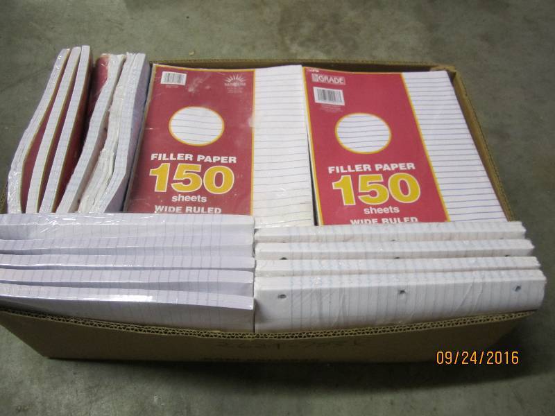 Box of wide lined loose leaf paper...