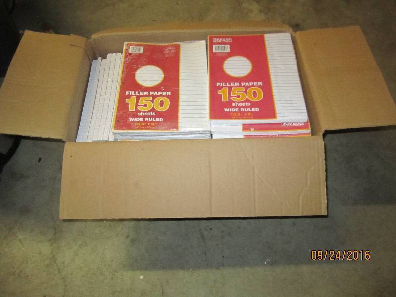 Box of wide lined loose leaf paper...