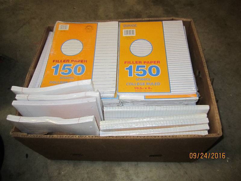 Box of narrow ruled paper...