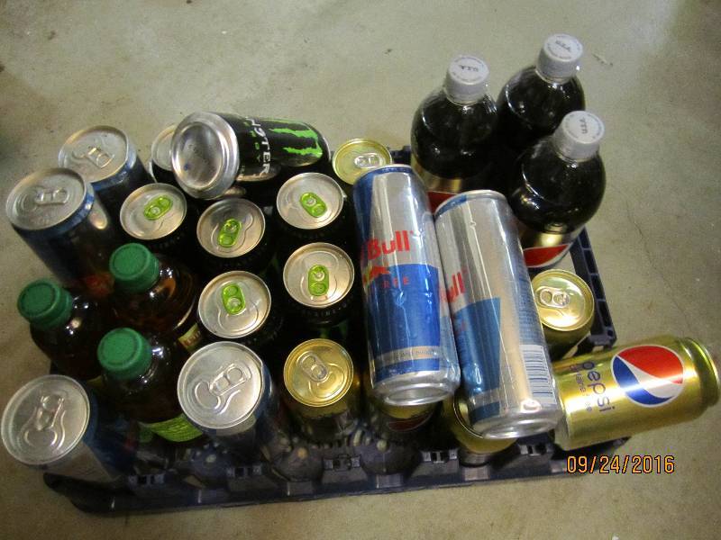 Lot of energy and other drinks, may...
