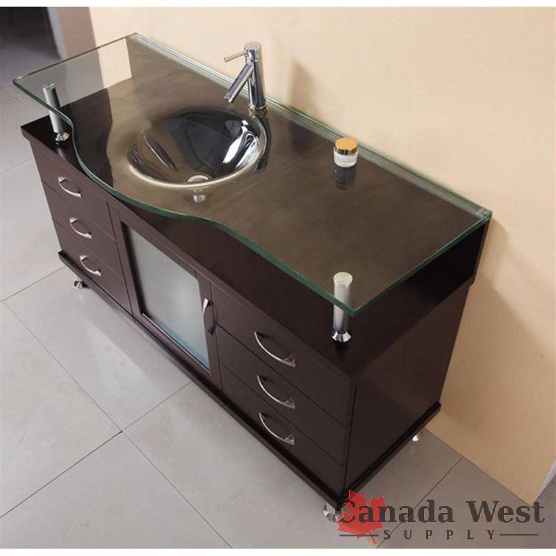 NEW SOLID WOOD VANITY SINK WITH MIRROR & FAUCET A702