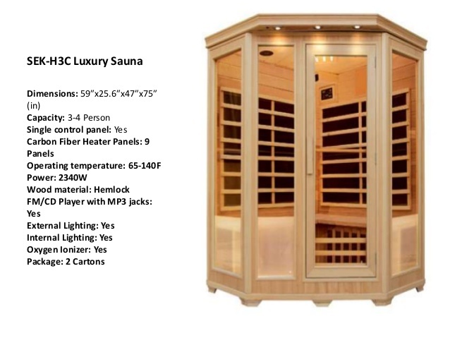 NEW 3 PERSON CORNER HEMLOCK SAUNA CARBON FIBER SEKH3C