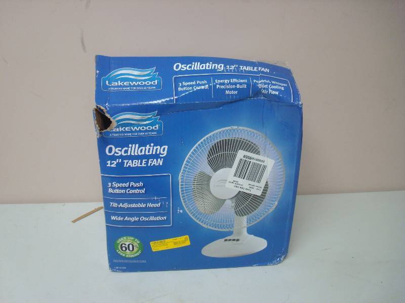 lot 35 image: Lakewood 12 Oscillating Table Fan, Store Return, Unused, Wear To Box