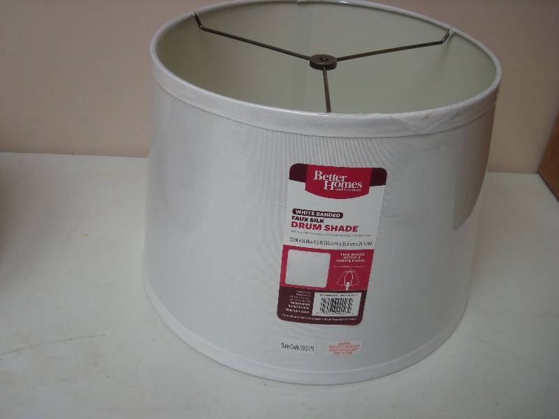 lot 57 image: Better Homes Faux Silk White Drum Lamp Shade