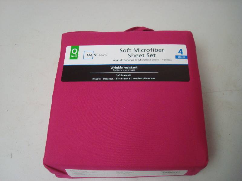 lot 78 image: Queen Size Soft Microfiber Sheet Set, Pink, New