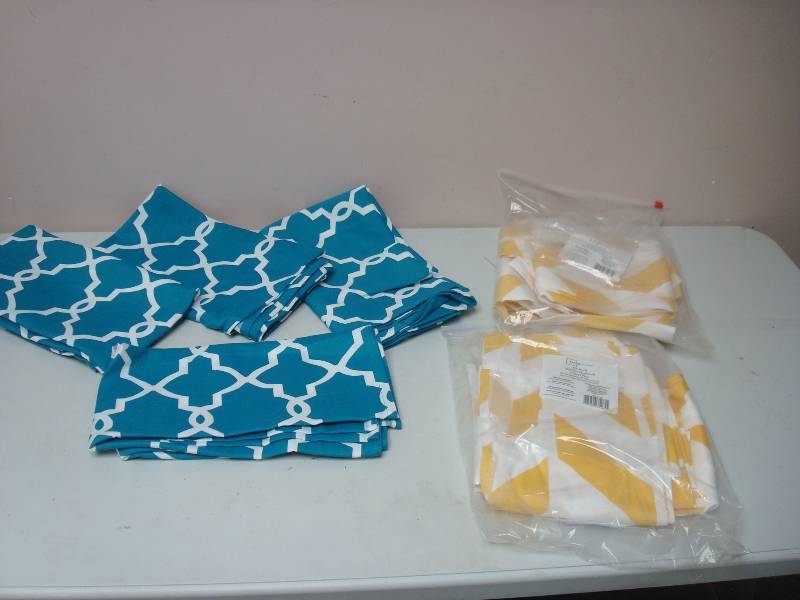 lot 105 image: Lot Of Store Return Curtains, Pair Of 63 Yellow Chevron Panels Pair
