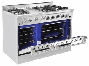 lot 23 image: NEW IN BOX - Thor Kitchen 48-inch Stainless Steel Professional Gas Range with 6 burners and Griddle