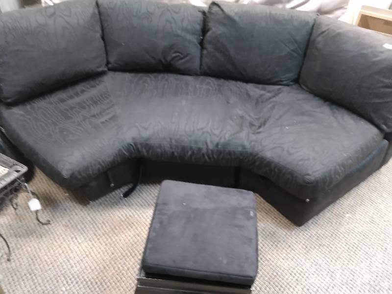 Black Couch with Black Ottoman