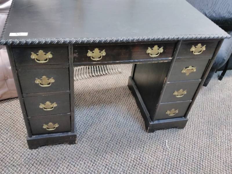 Vintage Black Wood Desk