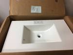 lot 49 image: Glacier Bay Artisan 30-12 in. W x 19 in. D Vanity in Java with Cultured Marble Vanity Top in White New