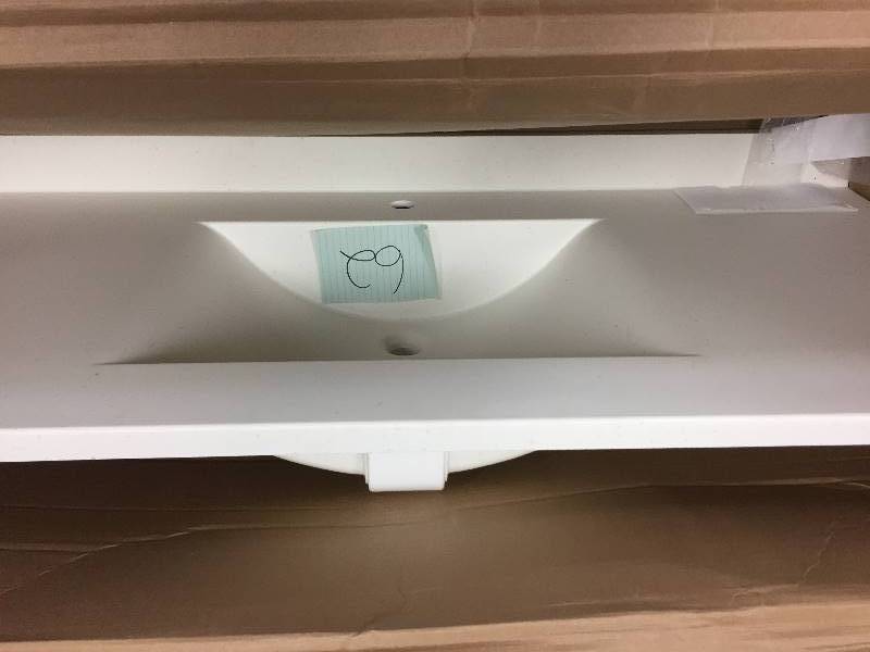lot 62 image: Swan Contour 43 in. W x 22 in. D x 10-14 in. H Solid-Surface Vanity Top with Tahiti White Basin New