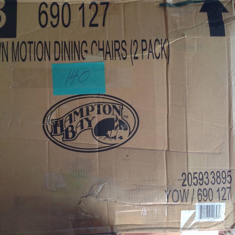 lot 140 image: Hampton Bay Middletown Motion Dinning Chairs- 2 Pack New