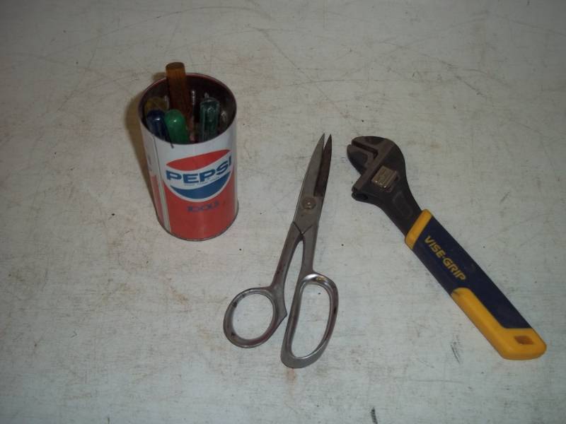 Screwdriver set, scissor and wrench