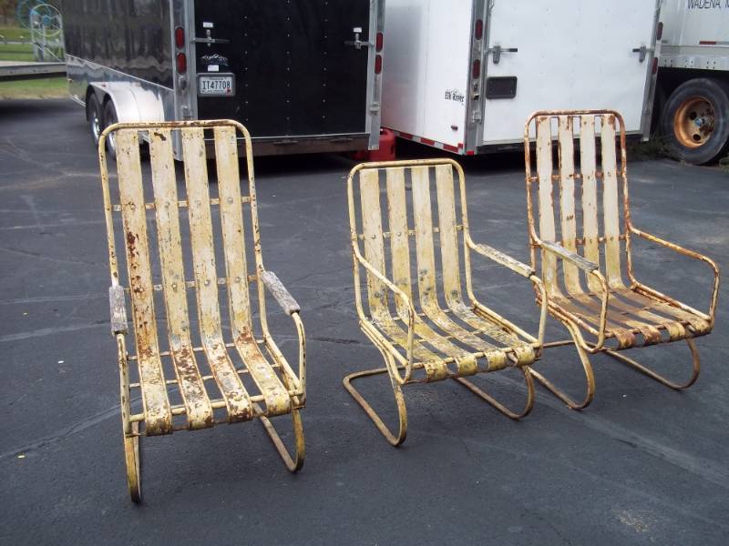 3 Vintage Metal outdoor chairs