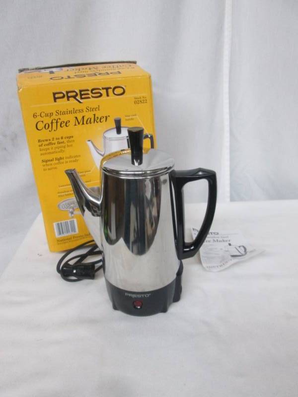lot 49 image: Presto 6-Cup Stainless Steel Percolator