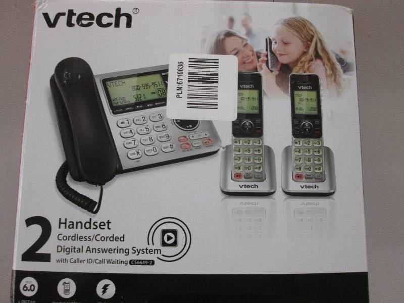 lot 15 image: V-Tech 2 Handset CordedCordless Di...