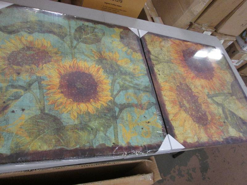 lot 36 image: Set of 2 Sunflower 24 inch Canvas W...