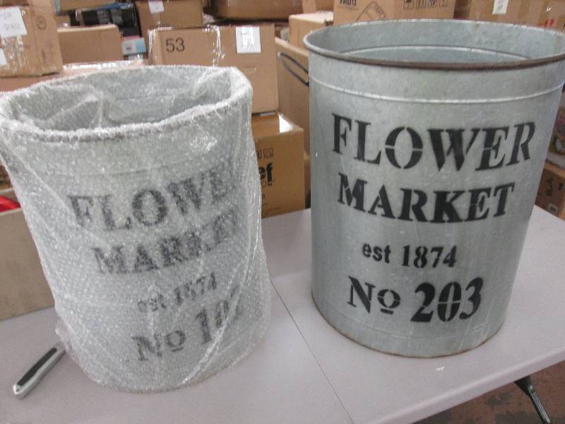 lot 38 image: Set of 2 Market Flower Buckets open...