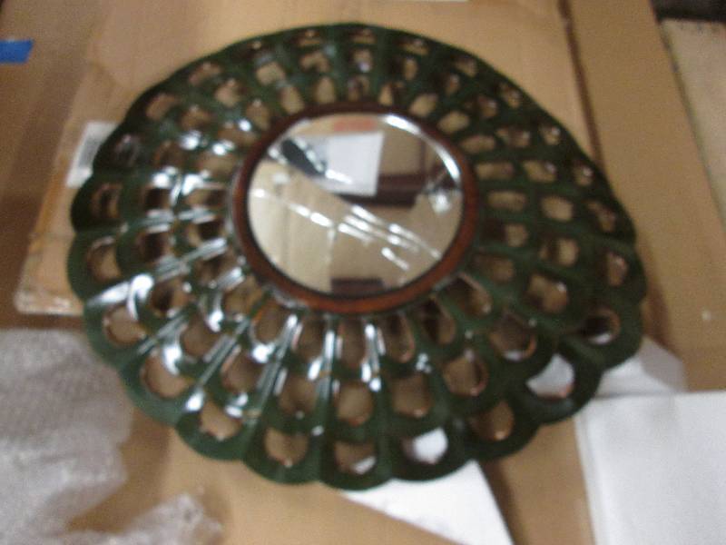 lot 119 image: 26 inch Metal Framed Mirror, mirror...