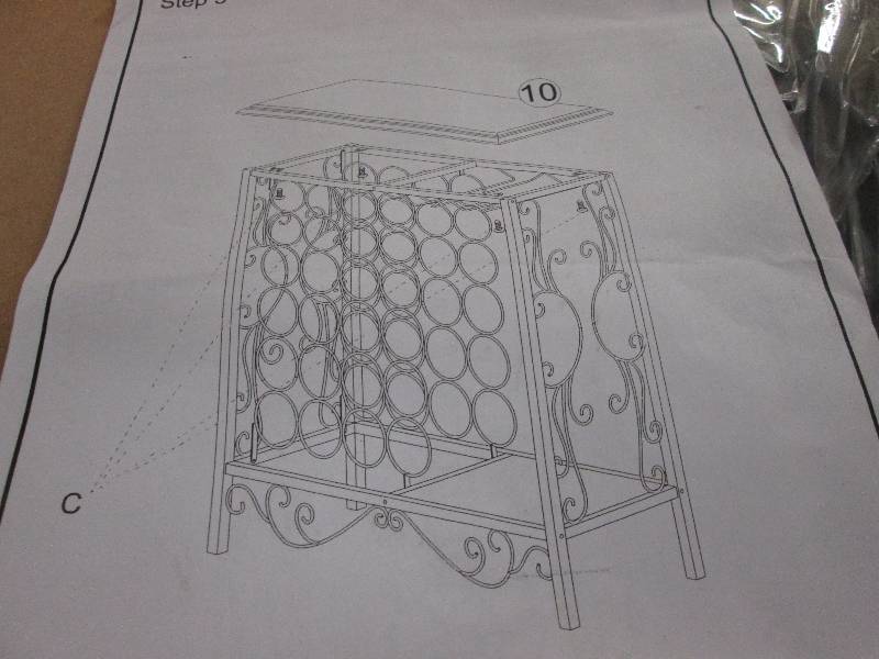 lot 137 image: Scrolled Wine Rack open box, assemb...
