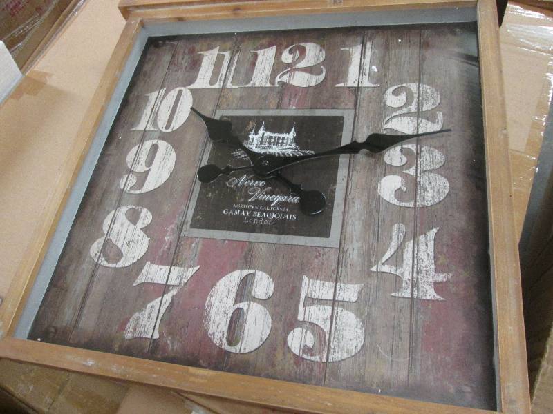 lot 218 image: Distressed Wood Clock open box, unt...