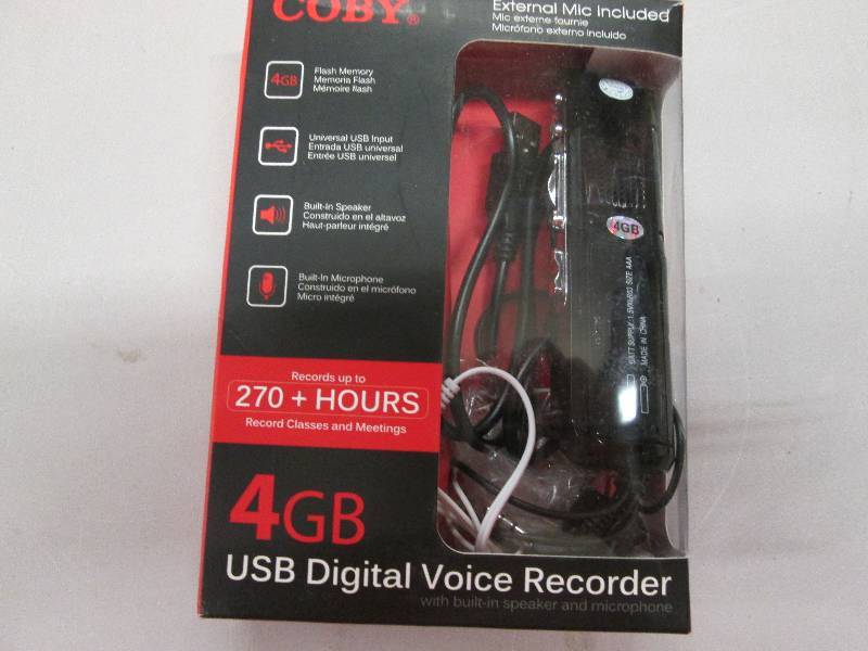 lot 253 image: Coby 4GB USB Digital Voice Recorder...