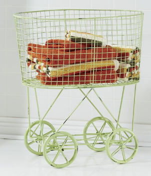 lot 1 image: Vintage Rolling Laundry Cart open b...