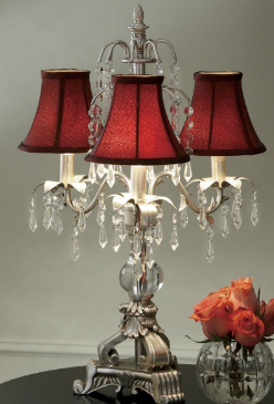lot 23 image: Burgundy Chandelier Lamp open box, ...