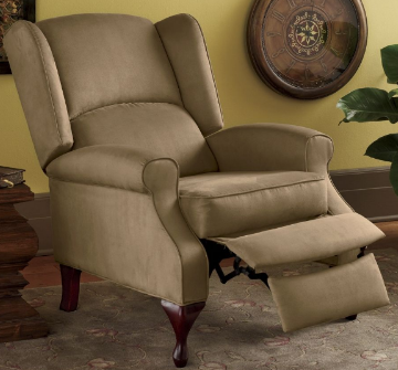 lot 111 image: Microfiber Wingback Recliner open b...
