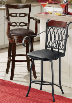 lot 113 image: Square Ladderback Swivel Stool ( le...