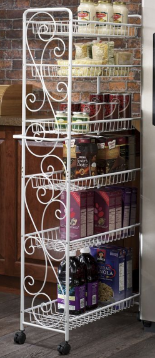 lot 204 image: Scrolled Rolling Pantry in White op...
