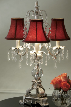 lot 225 image: Burgundy Chandelier Lamp open box, ...